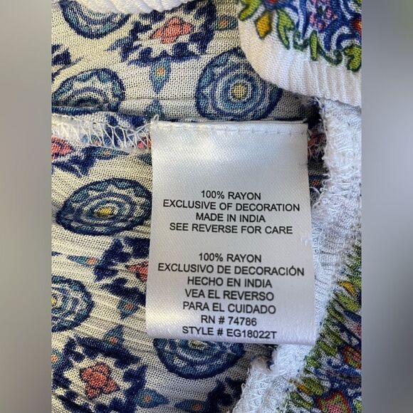 Patrons of Peace Floral Embroidered High Low Ruffle Hem Sleeveless Blouse M - Picture 6 of 7